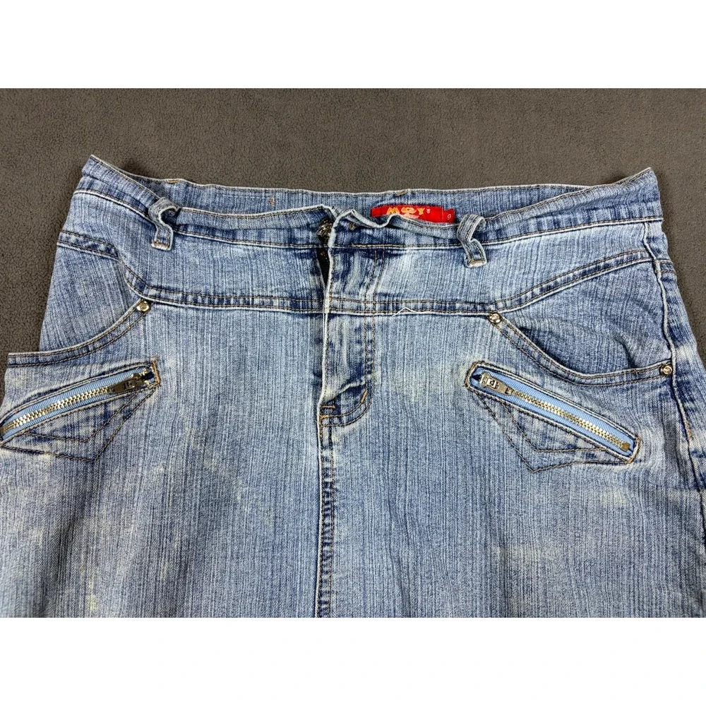MGY Long Maxi Skirt Women's 9 Blue Denim Zipped Pockets High Waisted Outdoor